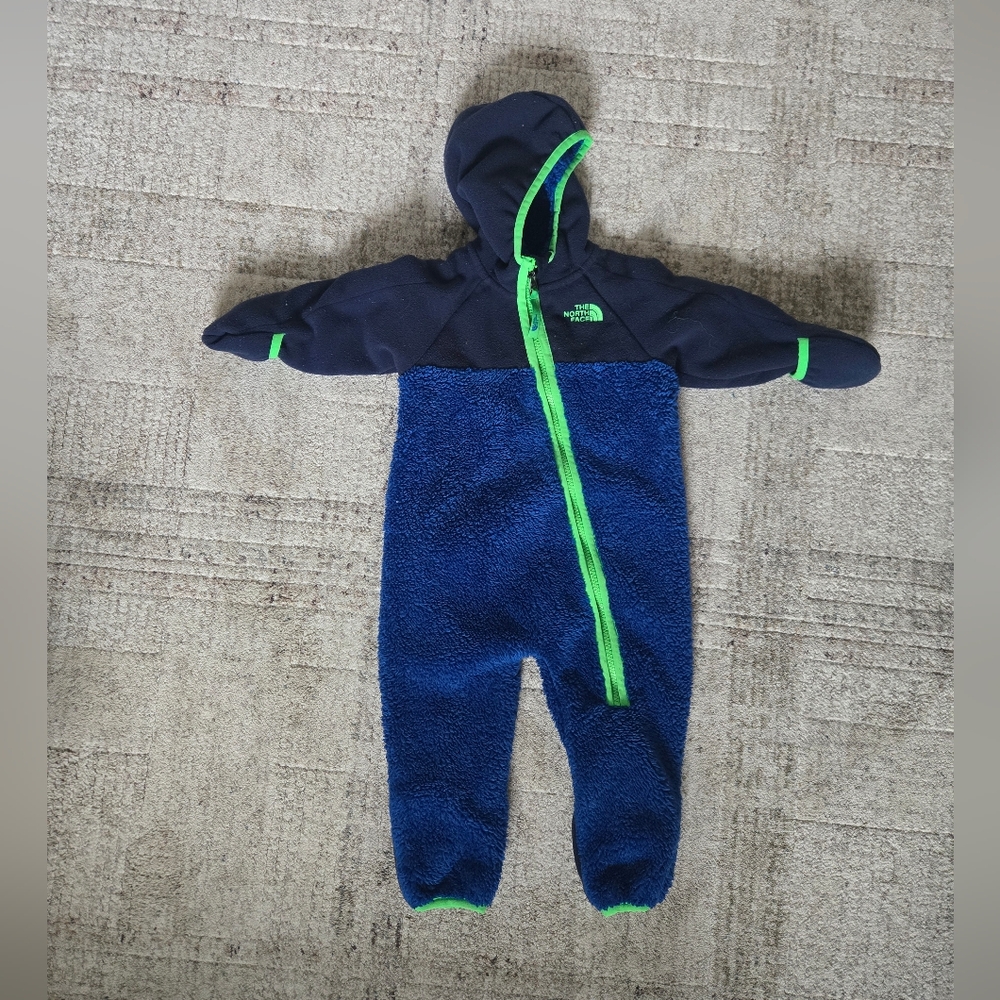 The North Face Kids Navy and Neon Green Footie